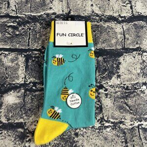 Fun Circle Women's Shoe Sz 5-10 Socks 1 Pair of Bees Yellow  Socks